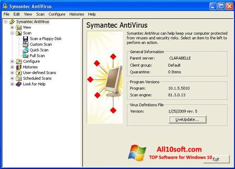 Screenshot Symantec Antivirus Windows 10
