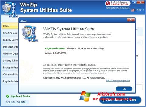 Screenshot WinZip System Utilities Suite Windows 10