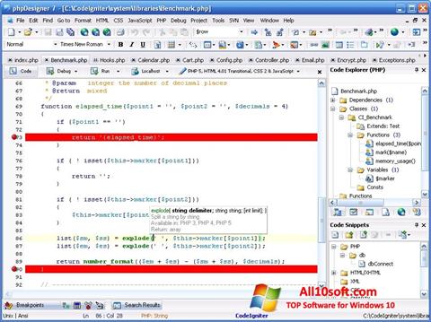 Screenshot phpDesigner Windows 10