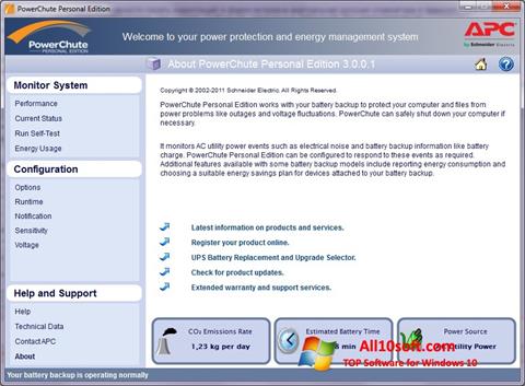 Screenshot PowerChute Personal Edition Windows 10